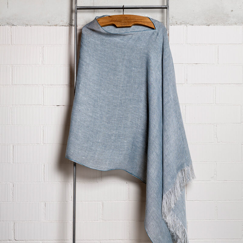 LLUM european linen traceable shawl in blue color.